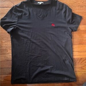Burberry Black Tee with Red Emblem